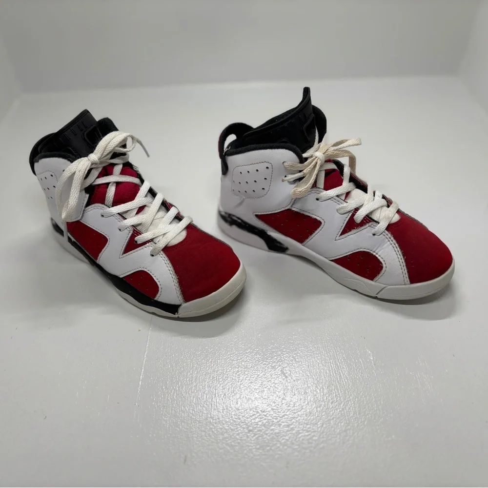 Kids Nike Air Jordan 6 Retro Carmine 13C Red White Black Youth Sneakers